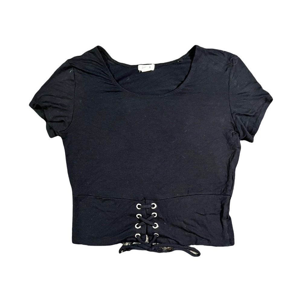 GARAGE Black Tie Cropped T-Shirt